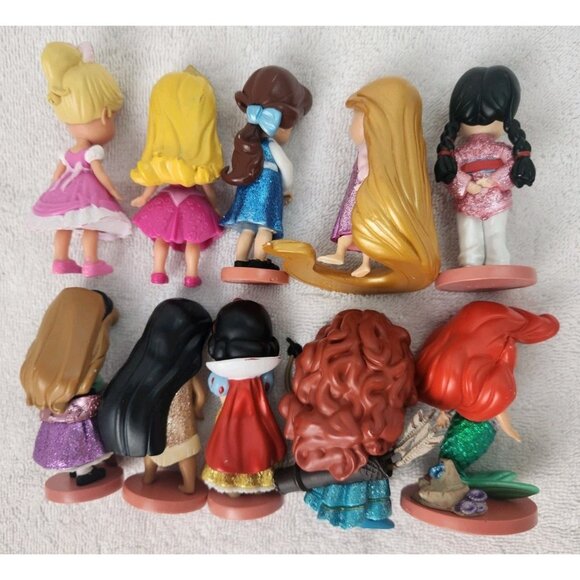 Lot of 10 Disney Animators Collection Mini Princess Doll Figures 3.5” - Picture 2 of 10